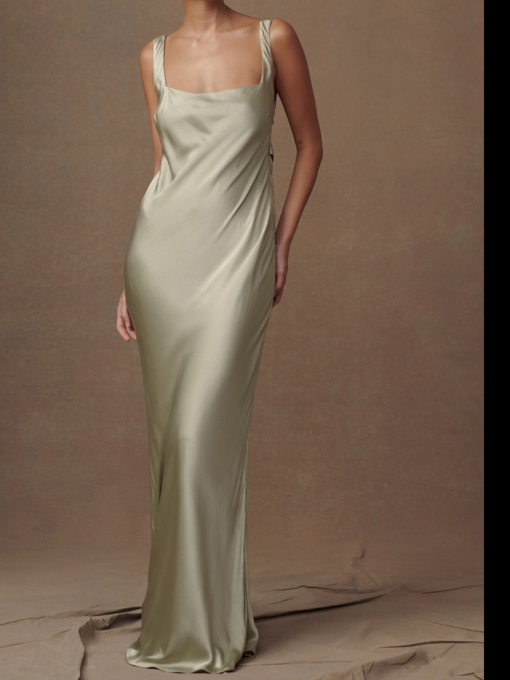 Meshki Ensley Satin Dress - Sage Green